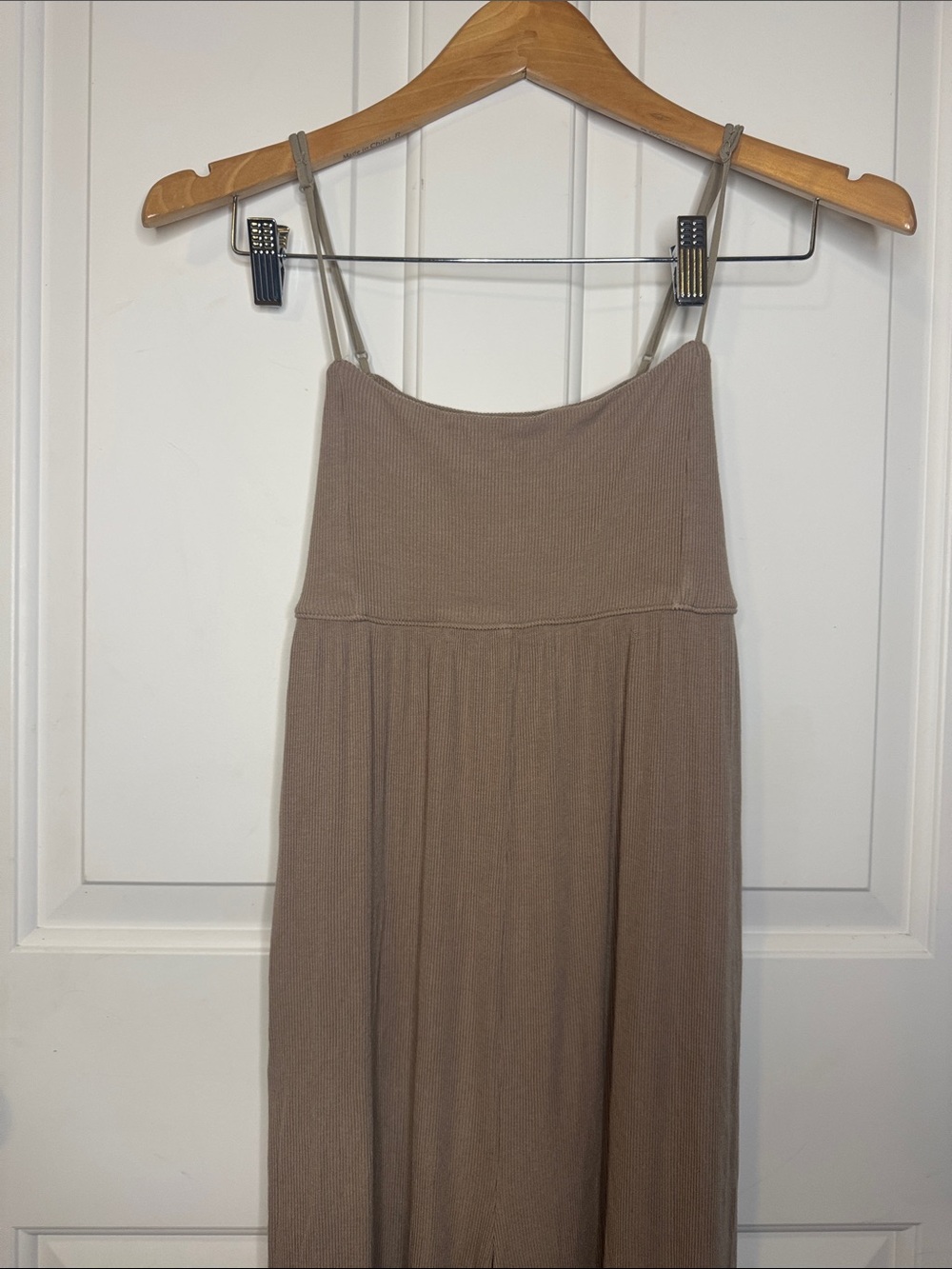 American Eagle Outfitters Ribbed Spaghetti Strap Maxi Dress - Taupe